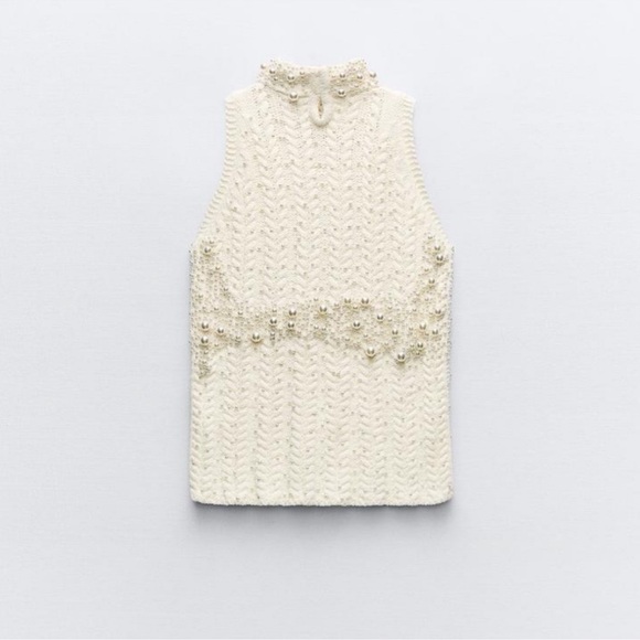 ZARA knitwear top with faux pearls - Picture 4 of 6